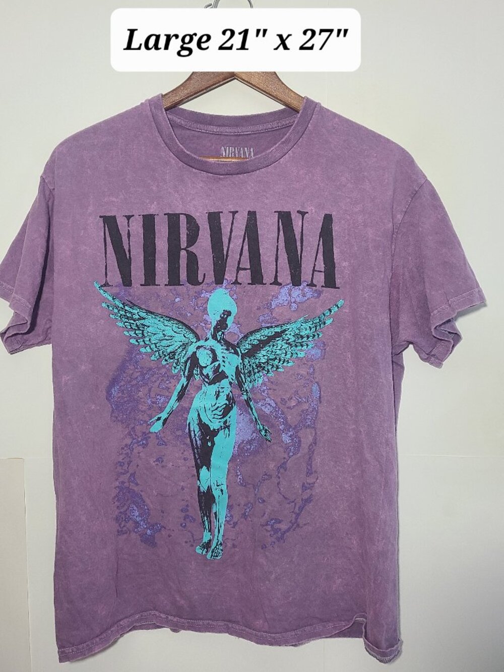 Nirvana In Utero 93 Tour Retro Purple Large 2-Sided T-Shirt Grunge